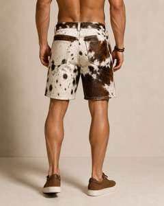 Pantalones cortos de cuero de vaca para hombre, diseño personalizado genuino, hechos a mano, estilo vaquero, premium - Product Image 4