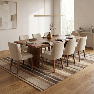 Tapis en laine DECORDEC marron beige et taupe, antidérapant, écologique, moderne, à rayures horizontales superposées, pour salon, chambre, hôtel - Product Image 3