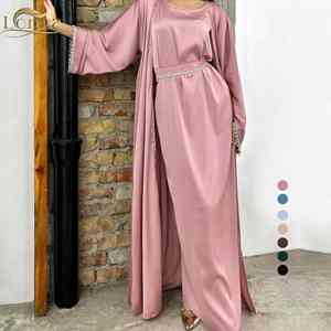 Elegante Abaya Musulmana Moderna Azul Cielo para Mujer, Estilo Dubái, Vestido Largo Maxi Islámico Modesto, Ligero, de Secado Rápido y Transpirable - Product Image 1