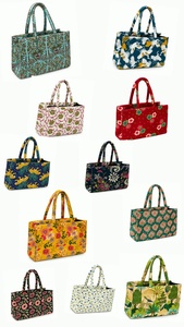 Bohemian Floral Canvas Tote <b>Bag</b> Open Top Turquoise Patterned Design All Seasons Shopping <b>Bag</b> - Product Image 3