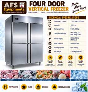 ตู้แช่แข็งแนวตั้งสี่ประตู AFS Equipments ขนาด 1250 ลิตร สแตนเลสสตีล สำหรับเชิงพาณิชย์ - Product Image 1