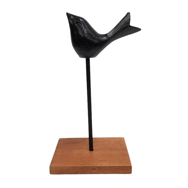 Scultura decorativa da tavolo per uccelli in alluminio ferro e legno figurina in stile moderno color nero e noce per la decorazione domestica