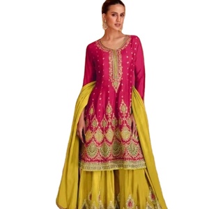 Nouvelle tenue de soirée de créateur, modèle Aliya, en soie Georgette brodée, non cousue, pour femme, Salwar Kameez Navratri, vêtements indiens régionaux - Product Image 1