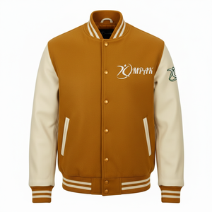 Manches en cuir pour le sport, broderies, patchs, style streetwear viral, style américain classique - Product Image 1