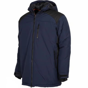 Customized Hooded <b>Men</b> Winter <b>Jacket</b> Zipper Waterproof Breathable Solid Pattern Polyester Wadding Windproof Warm for Plus Sizes - Product Image 1