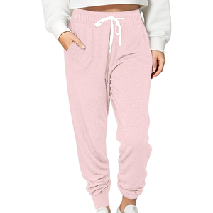 Pantalones Deportivos Casuales de Invierno para Mujer, Color Gris, Cintura Elástica con Cordón, Largura hasta el Tobillo, Bolsillos, Corte Regular, Color Sólido, Tejido de Punto, 100% - Product Image 3