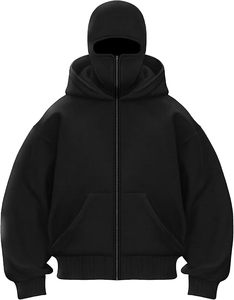 Sweat à capuche zippé double couche pour homme de qualité supérieure avec logo personnalisé, 100 % coton, écologique et coupe-vent, vêtements d'hiver - Product Image 1