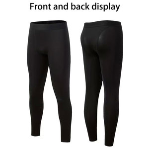 2 pantalones ajustados de color negro puro y gris para hombre, ropa interior de compresión de secado rápido - Product Image 6