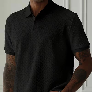Jacquard Texturizado Sólido Premium para Camisa de Hombre, Manga Corta, Transpirable, Tejido de Punto, Casual, Moda, Golf, Personalizado OEM/ODM - Product Image 1