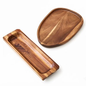 Custom Eco-Friendly Wood Serving Platter Irregular Oval <b>Dinner</b> Plates Long Baguette Bread <b>Tray</b> For Restaurant And Hotel Serving - Product Image 1