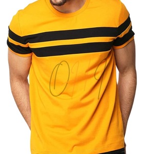 Camiseta Extra Grande para Hombre, Cuello Redondo, Color Amarillo Mostaza, Tie-Dye, Transpirable, con Rayas Horizontales Negras en el Pecho, 100% Algodón - Product Image 2