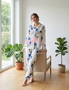 Camisa de Manga Larga para Mujer, 100% Algodón Puro, Estampada a Mano, con Cuello Camisero y Botones, para Primavera, Verano y Otoño - Product Image 5
