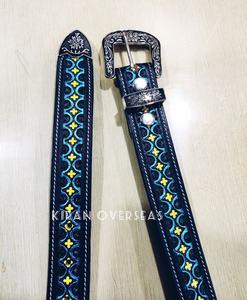 เข็มขัดหนังวัวสไตล์บราซิลสำหรับทุกเพศเข็มขัดลายดอกไม้สไตล์ตะวันตกแบบกำหนดความยาวได้เอง - Product Image 4