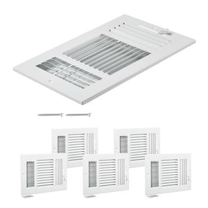 6 Griglie di Ventilazione in Ferro Antiruggine da 10 Pollici, Set da 6 Pezzi per Sistemi HVAC, Bocchette di Ventilazione a 3 Direzioni per Pavimento, Parete e Soffitto di Casa/Ufficio - Product Image 1