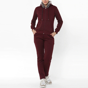 Chándal Deportivo Informal para Mujer, con Capucha, Grueso, 100% Algodón, Transpirable, para Invierno, Estilo Urbano, Elástico - Product Image 1
