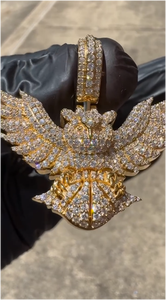 จี้รูปนกฮาวก์/นกอินทรี ชุบทอง ประดับเพชรโมอิสซาไนต์เต็มตัว เงินแท้ 925 สำหรับผู้ชายและผู้หญิง สไตล์ฮิปฮอป - Product Image 5