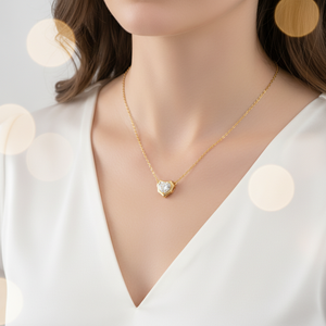 Collier pendentif délicat en argent sterling 925 avec moissanite taille cœur 1,25 carat sertie clos, chaîne à maillons, pour femme, cadeau de fiançailles - Product Image 2