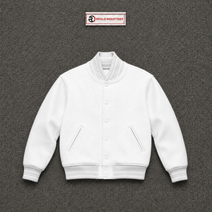 CLASSIC <b>WHITE</b> VARSITY <b>JACKET</b> FOR <b>MEN</b> STYLISH LETTERMAN COMFORTABLE Casual Fleece Turn-down Collar Regular Fit Polyester Shell Bu - Product Image 5