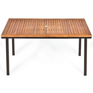 Tavolo da Pranzo da Esterno in Legno di Acacia da 55 Pollici con Foro per Ombrellone - Product Image 5