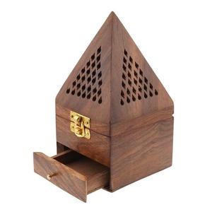 Quemador de Incienso Moderno de Madera de Pino Ecológico con Recolector de Ceniza, Elegante Quemador de Bakhoor Religioso para Decoración del Hogar - Product Image 1