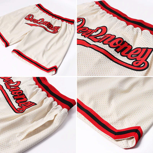 Shorts de basketball pour hommes, crème, rouge, noir, en mesh, taille élastique, coupe régulière, respirant, toutes saisons, impression sublimée - Product Image 6