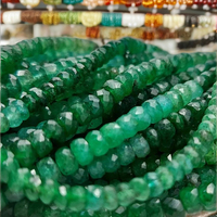 Perles de pierre naturelle émeraude HAYAAT GEMS, facettées en rondelle, 5 mm, vertes, trou de 0,5 mm, origine Zambie, traitées, chaîne de 2 à 30 pouces pour bijoux