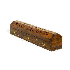 Porte-encens en bois de santal, diffuseur d'aromathérapie en forme de lune et d'étoile, brûleur d'encens avec rangement pour la décoration de la maison - Product Image 4