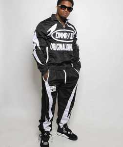 Ensemble de survêtement homme OWNRACE noir et blanc à manches longues avec fermeture éclair sur le devant, imprimé lettres, style streetwear, tenue de sport printemps, coupe droite - Product Image 1