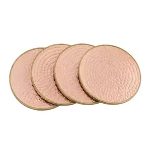 Vintage Inspired Copper Coaster Set Elegant Beverage <b>Protector</b> for Coffee <b>Table</b> Restaurant Bar Hotel Wedding Dining - Product Image 3
