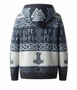 Sudadera con capucha de punto bordada personalizada con patchwork, unisex, de tela gruesa, hombros caídos, estilo casual urbano, venta al por mayor - Product Image 2