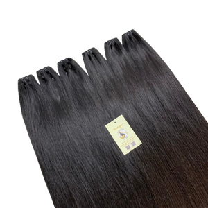 Extensiones de cabello humano vietnamita suave Paquete de cabello negro azabache trama de máquina dibujada doble de cabello humano crudo 100% - Product Image 1