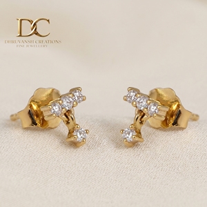 Boucles d'oreilles en or massif 9 carats avec diamant de laboratoire certifié IGI, taille brillant rond, fabrication artisanale unique, bijoux pour femme, occasion spéciale - Product Image 2