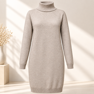 <b>Women</b>’s Turtleneck Knit Sweater <b>Dress</b> Long Sleeve Solid Casual Pullover <b>Dress</b> <b>for</b> Fall & Winter Warm Elegant Knitwear Collection - Product Image 4