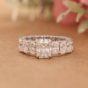 Women Moissanite Diamond Ring Full Stone <b>Band</b> Design in 925 Sterling <b>Silver</b> Bridal Jewelry - Product Image 4