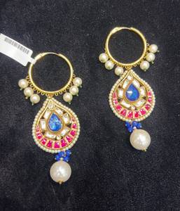 Vintage Gold Plated Sterling Silver Rhodium Plated Brilliant Cut Moissanite Drop <b>Earrings</b> Claw Setting <b>Blue</b> Stone for Women's - Product Image 3
