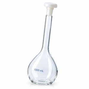 Fiole volumétrique de laboratoire de 1000 ml, classe A, avec bouchon ergonomique en PP et certificat DIN EN ISO 1042 - Product Image 5