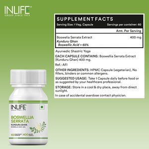 Capsules d'extrait de Boswellia Serrata, 60 capsules végétariennes avec acides boswelliques standardisés, complément alimentaire à base de plantes - Product Image 3