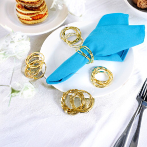 Vente chaude De Luxe Bois Métal Serviette Anneau Quatre-Cercle Couleur Dorée Papier Matériel Partie Table Décoration En Gros Quantité En Vrac - Product Image 4