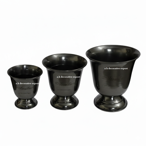 Seau à glace décoratif robuste pour champagne, refroidisseur de bouteilles de vin sur piédestal, finition bronze canon, bac à boissons pour fête avec support pour la décoration - Product Image 1