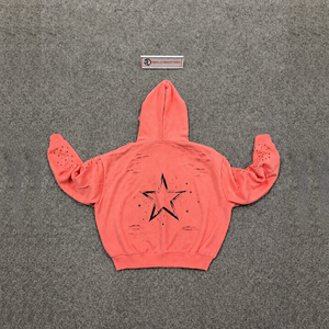 Heavyweight Coral Pink Oversized Zip Up Hoodie Gothic Tribal With Punk Inspired Apparel Alternative Streetwear Artistic Tribal - Product Image 6