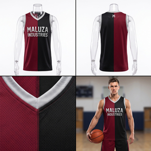 เสื้อบาสเก็ตบอล Maluza แบบสกรีนโลโก้ตามสั่ง แขนกุด ผ้าโพลีเอสเตอร์ตาข่าย ระบายอากาศ แห้งเร็ว ซับเหงื่อ สำหรับผู้ใหญ่ - Product Image 5