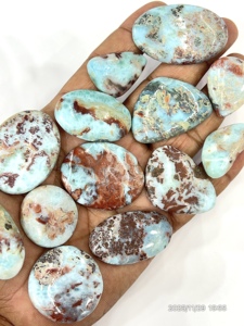 Larimar bleu naturel de deuxième qualité, cabochons de pierres précieuses en vrac, formes variées, 20 à 30 mm, vente en gros, export - Product Image 5