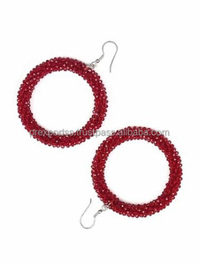 Boucles d'oreilles créoles classiques à paillettes unisexes, perles de rocaille et paillettes enveloppées, accessoires de fête à la mode taille personnalisée - Product Image 2