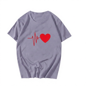 T-shirt décontracté à manches courtes pour homme Heartbeat Pulse Line, coupe classique, col rond, jersey en coton, écologique, respirant, séchage rapide - Product Image 4