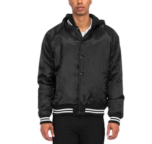 Chaqueta Universitaria de Invierno de Alta Calidad, Chaqueta Varsity de Seda con Bordado en Blanco, Chaqueta de Béisbol de Satén Personalizada al por Mayor para Hombre, Resistente al Viento - Product Image 2