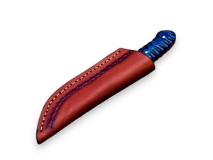 Cuchillo de caza OEM de acero raspado con gancho para tripas, mango de madera Pakka, funda de cuero, personalizable, espiga completa, agarre texturizado - Product Image 5