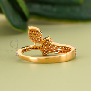 0.51CT Nature Inspired Leaf Bypass Diamond <b>Ring</b> 14K White Gold Round Brilliant Lab Grown Marquise Halo <b>Statement</b> Jewelry <b>Silver</b> - Product Image 3