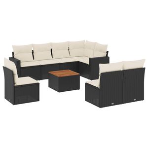 Grand ensemble de canapés de jardin en rotin PE noir avec housses amovibles - Product Image 2