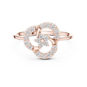 Anillo minimalista de oro amarillo macizo de 14k con forma de flor para mujer, con diamantes de corte brillante redondo y piedras cultivadas en laboratorio, para uso diario. - Product Image 5