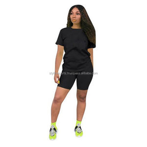 Custom Logo Summer Gym Jogger Loungewear Two Piece Workout Shorts Set Casual Solid Style <b>Track</b> Suit Matching <b>T</b>-shirts Shorts - Product Image 2